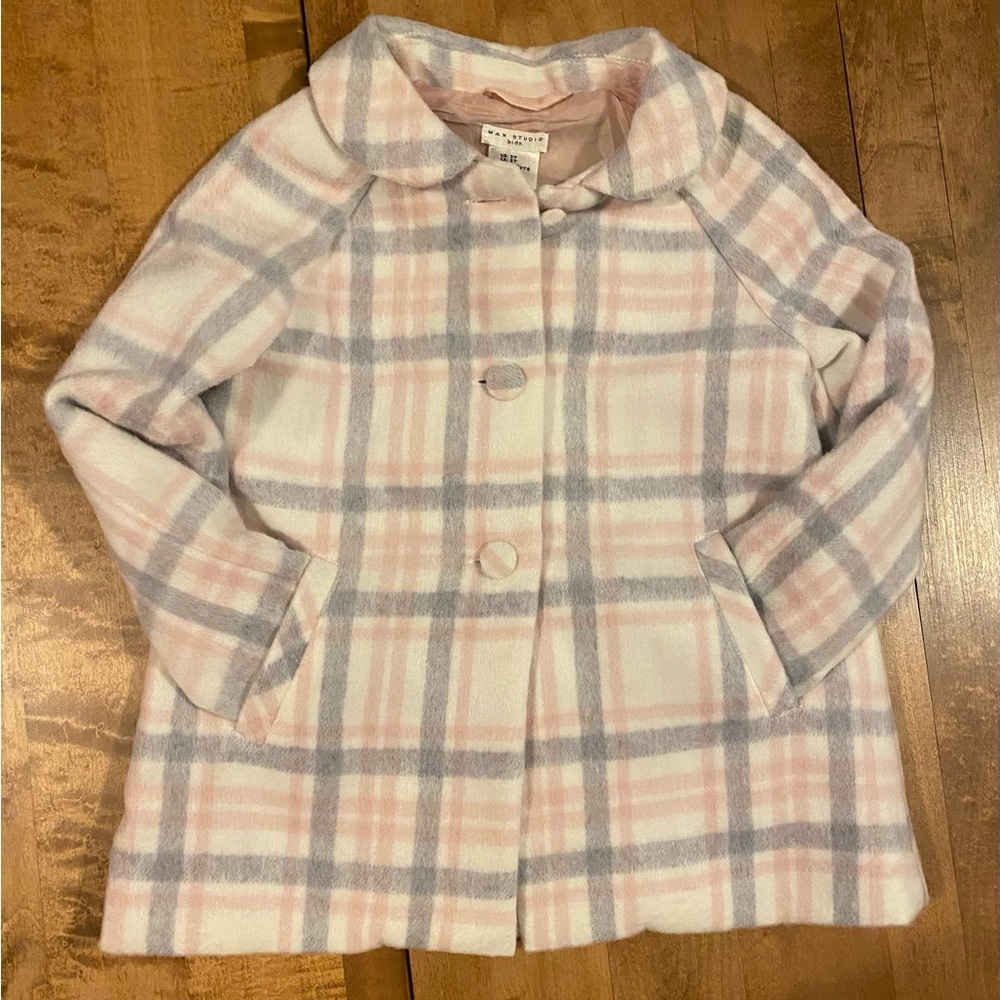 Girls Max Studio Pink Plaid Jacket Coat Spring Easter Dress Button NWOT 3T
